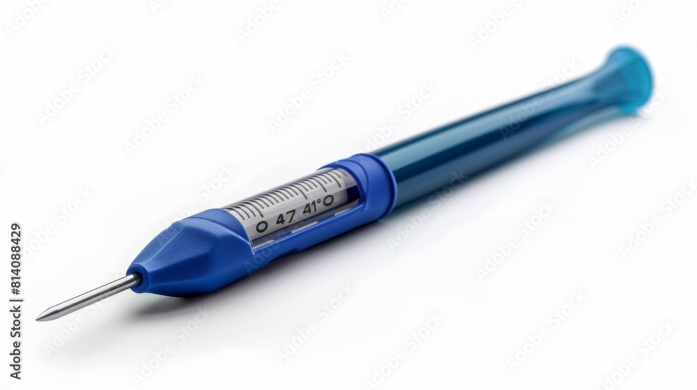Fototapeta premium a digital thermometer, a common medical tool, displayed isolated on white.