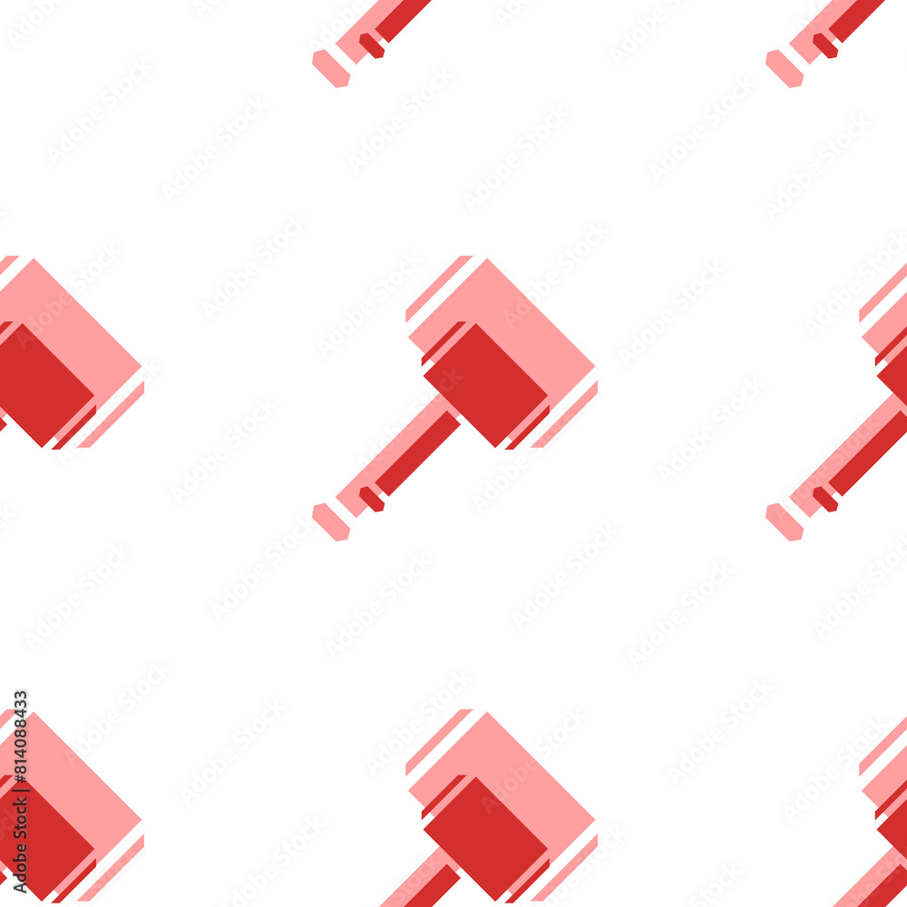 Seamless pattern of large isolated red sledgehammer symbols. The elements are evenly spaced. Illustration on light red background Seamless pattern of large isolated red sledgehammer symbols. The elements are evenly spaced. Illustration on light red background