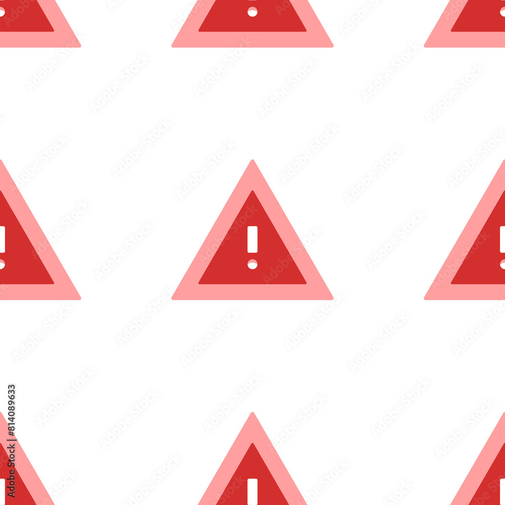 Seamless pattern of large isolated red warning symbols. The elements are evenly spaced. Illustration on light red background Seamless pattern of large isolated red warning symbols. The elements are evenly spaced. Illustration on light red background