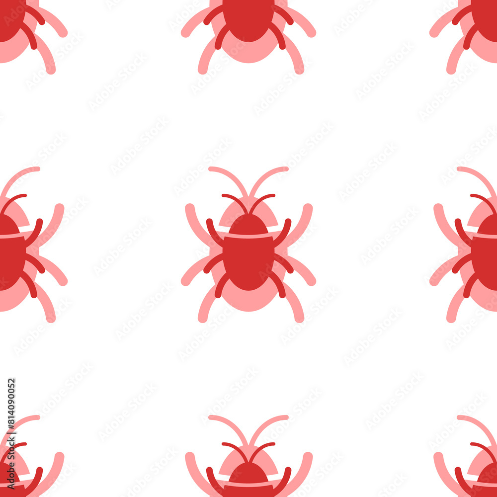 Seamless pattern of large isolated red bug symbols. The elements are evenly spaced. Illustration on light red background Seamless pattern of large isolated red bug symbols. The elements are evenly spaced. Illustration on light red background