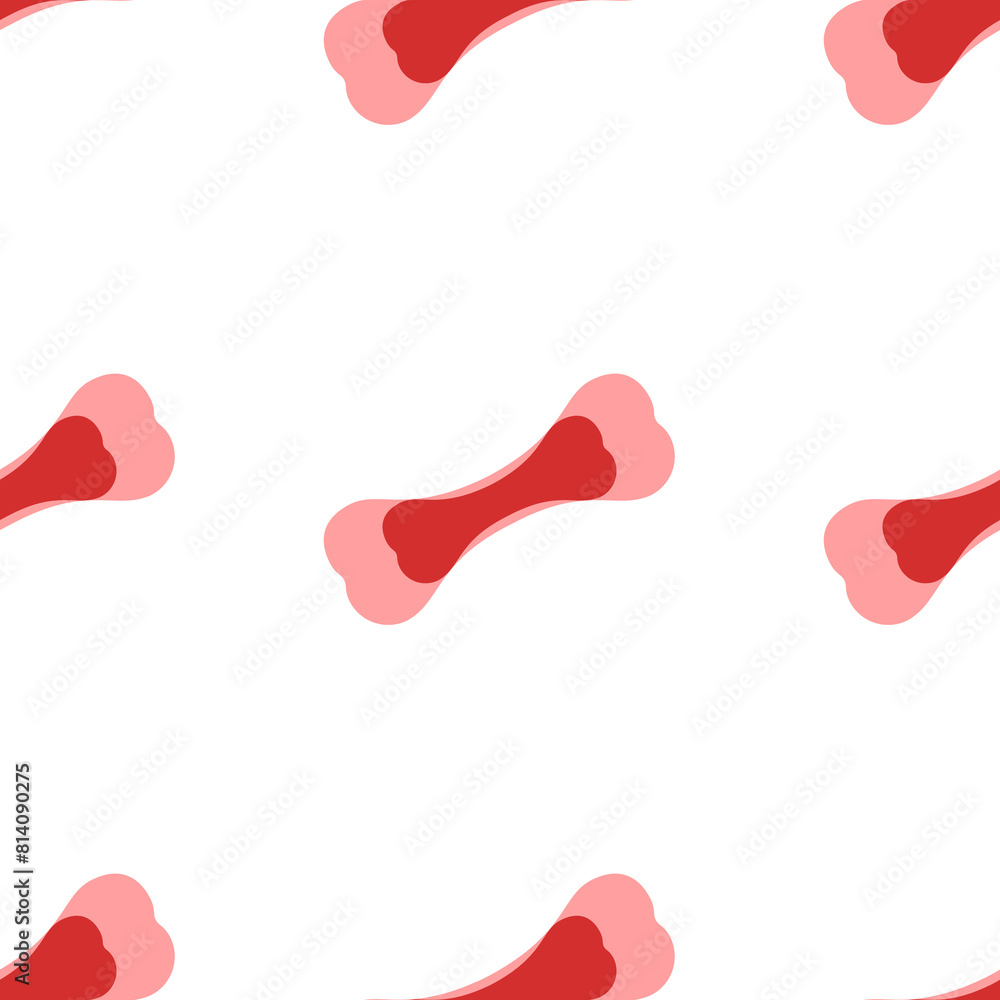 Seamless pattern of large isolated red dog bone symbols. The elements are evenly spaced. Illustration on light red background Seamless pattern of large isolated red dog bone symbols. The elements are evenly spaced. Illustration on light red background