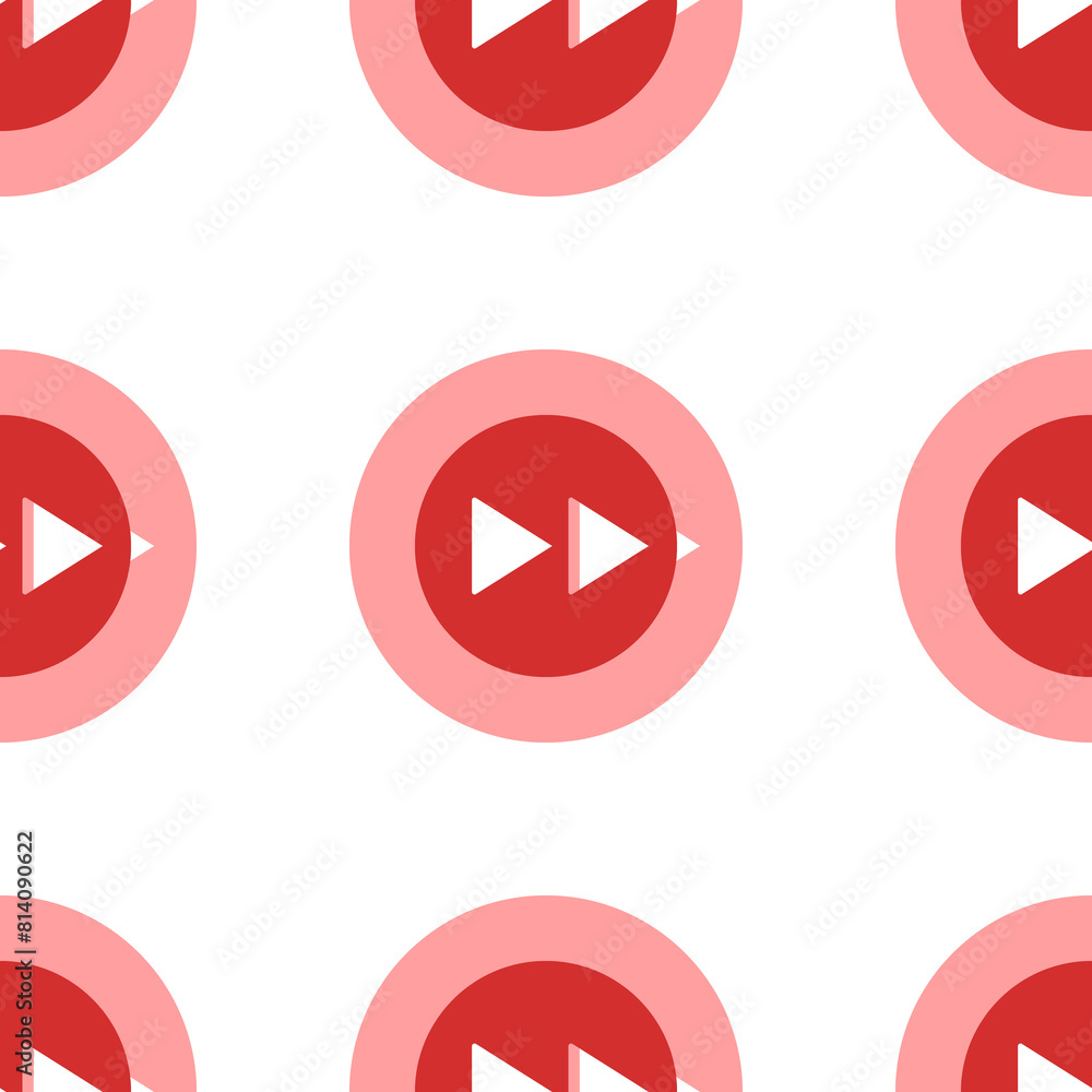 Seamless pattern of large isolated red fast forward symbols. The elements are evenly spaced. Illustration on light red background Seamless pattern of large isolated red fast forward symbols. The elements are evenly spaced. Illustration on light red background