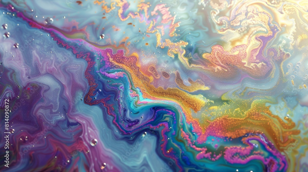 Abstract Colorful Liquid Art with Vibrant Swirls and Glitter