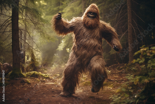 Bigfoot dancing in the forest