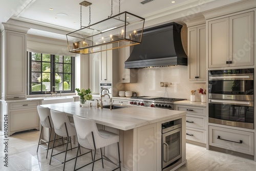Sleek Bungalow Kitchen with State-of-the-Art Appliances and Custom Cabinetry