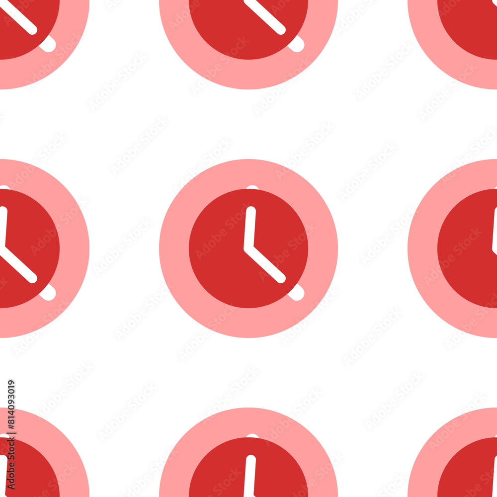 Seamless pattern of large isolated red time symbols. The elements are evenly spaced. Illustration on light red background Seamless pattern of large isolated red time symbols. The elements are evenly spaced. Illustration on light red background