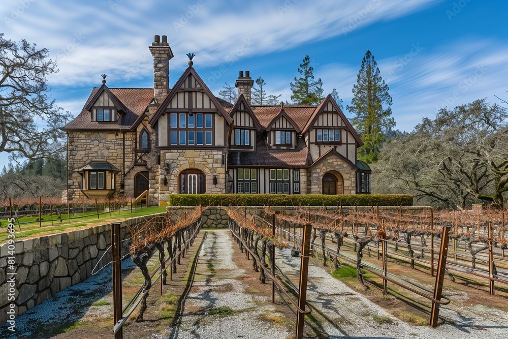 Tudor Estate with Private Vineyard and Rustic Stone Walls Tudor Estate with Private Vineyard and Rustic Stone Walls