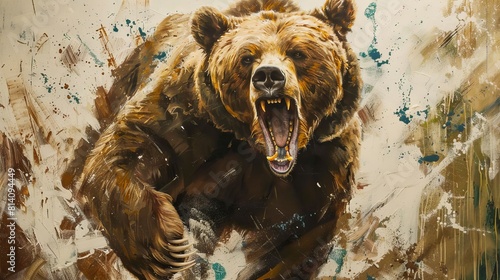 Ferocious brown grizzly bear 