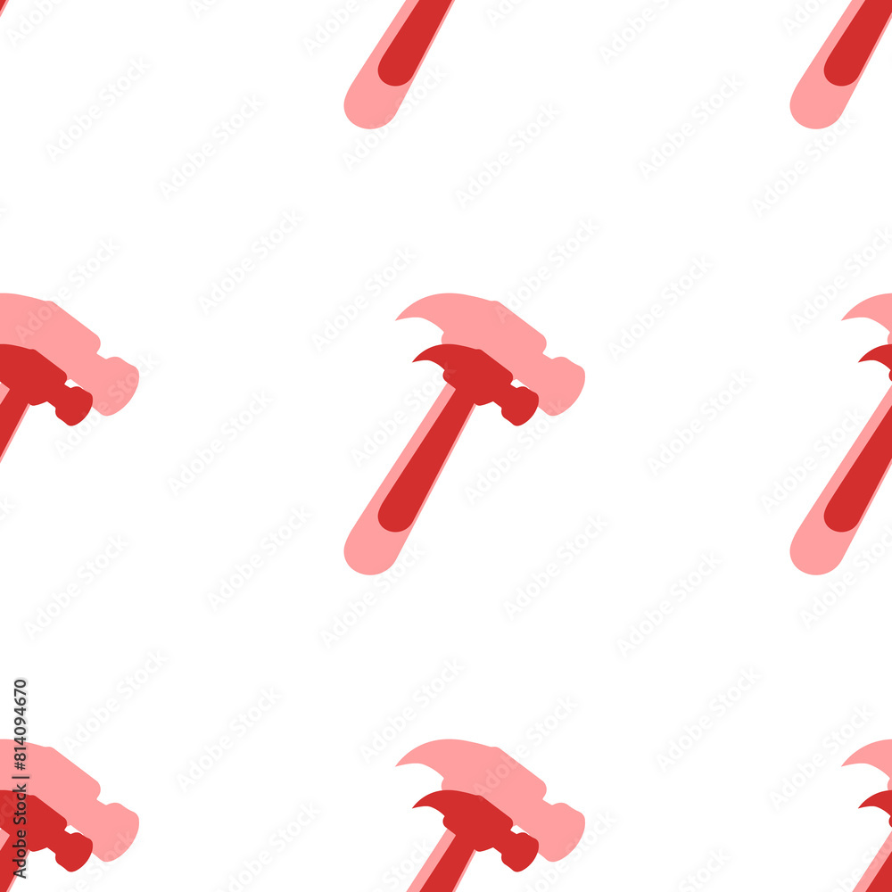 Seamless pattern of large isolated red hammer symbols. The elements are evenly spaced. Illustration on light red background Seamless pattern of large isolated red hammer symbols. The elements are evenly spaced. Illustration on light red background