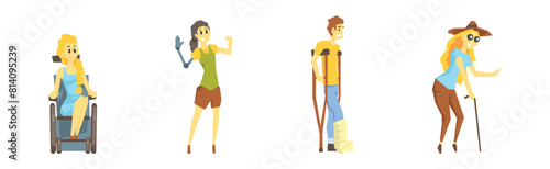 People with Different Disability and Injury Vector Set
