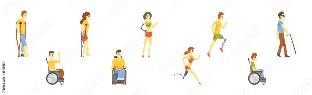 People with Different Disability and Injury Vector Set People with Different Disability and Injury Vector Set