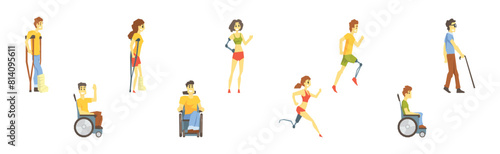 People with Different Disability and Injury Vector Set