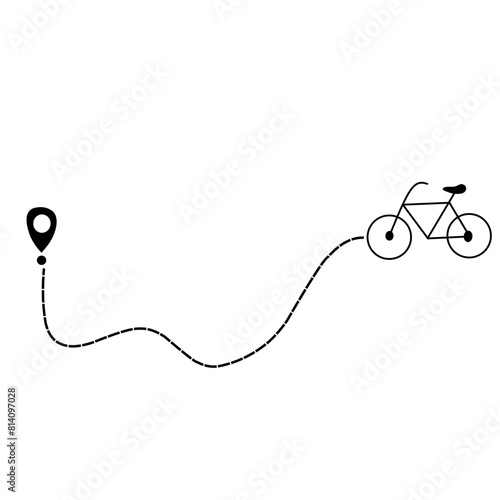 Bike mileage with start point. Bicycle and route. Travel route symbol. Vector ilustration