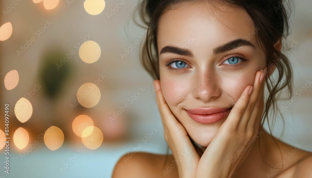 A woman with blue eyes and a smile. A woman with blue eyes and a smile.