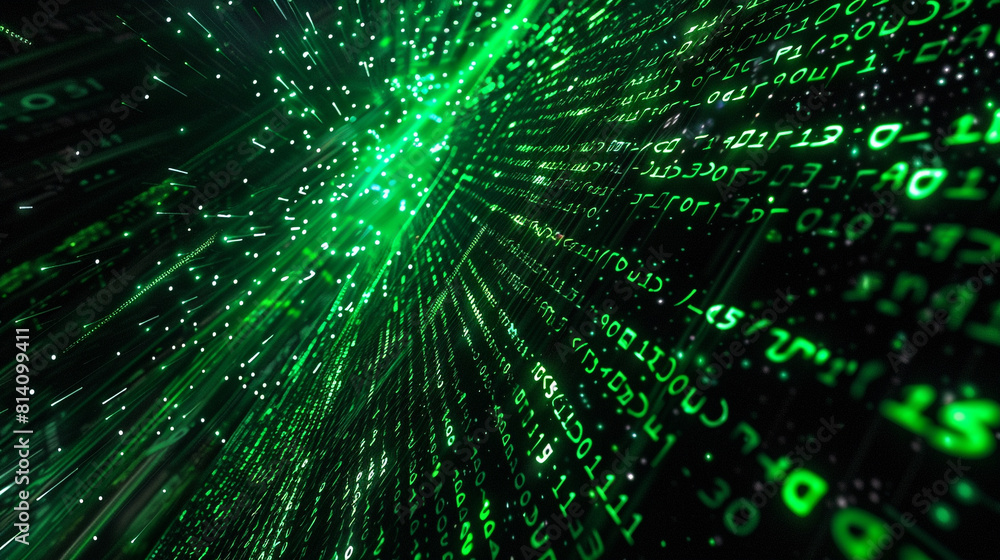 Matrix blizzard, a storm of swirling green code against a black sky Matrix blizzard, a storm of swirling green code against a black sky