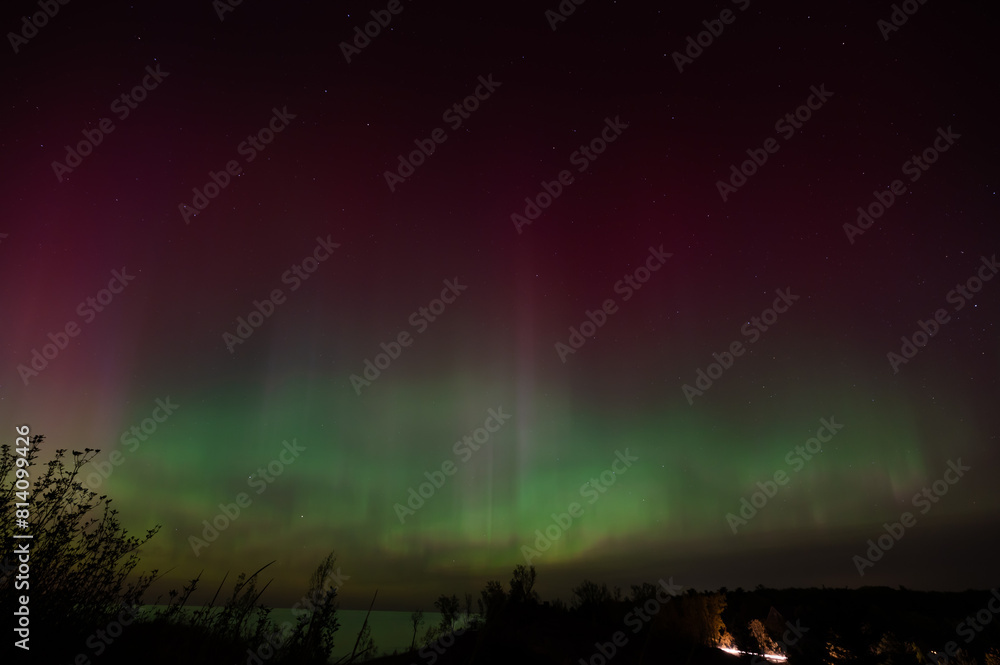 Norther lights over Lake Michigan in Mears Michigan