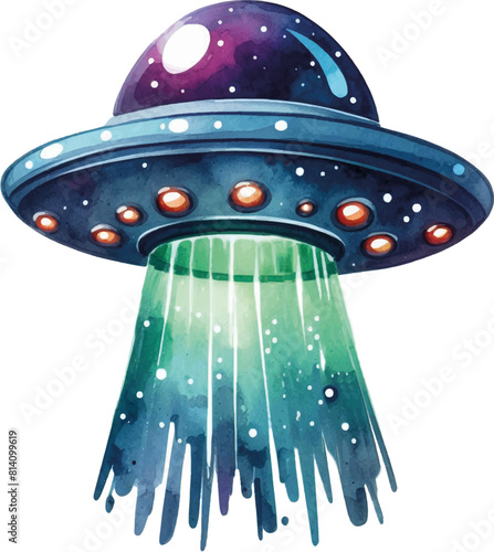 ufo in space cartoon vector illistration photo