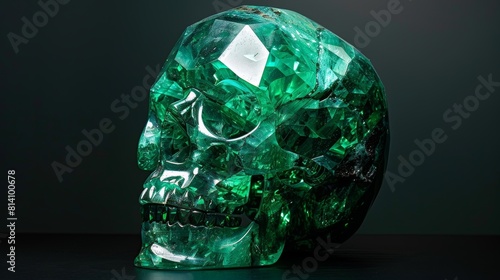 Emerald Green Crystal Skull with Radiant Light 