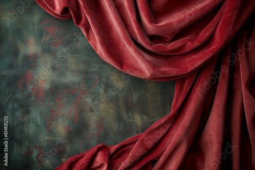 Close-up of red draped fabric with texture