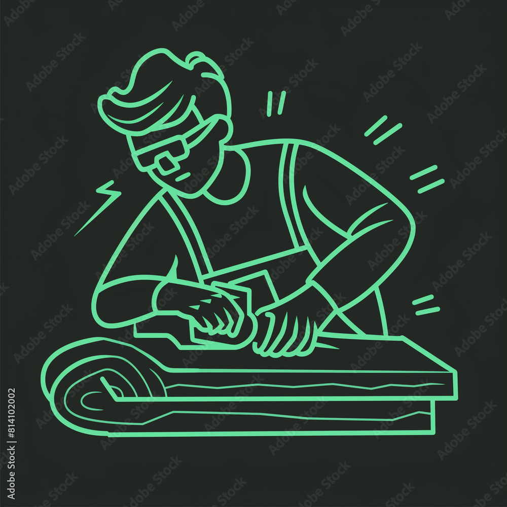 Fototapeta premium Craftsmanship and Precision in Wood Shaping Shown in a Groover Icon