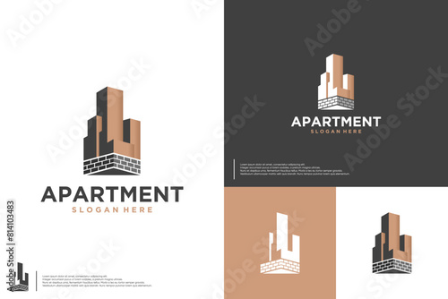 Tableau sur toile construction structure, architect building, logo design vector.
