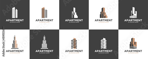 collection of building logos, apartments, cities, offices, logo design inspiration.