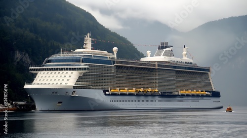Majestic Cruise Ship  at Harbor During Early Morning