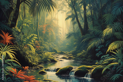 Vintage poster  Explore Far North Queensland s lush rainforests  Vibrant flora  diverse wildlife  adventure awaits  Daintree  Mossman Gorge