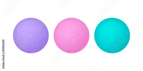 Colorful circles with grain texture. Sphere noise textured. Modern abstract bright geometric figure. Element for design of poster, banner, brochure, logo