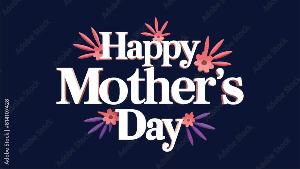 Obraz premium Happy Mothers Day Typography Design with dark background