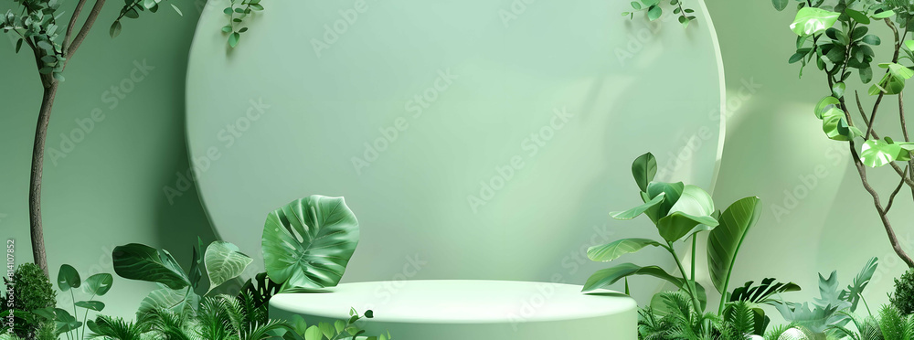 Background green podium product platform 3D display stage stand luxury ...
