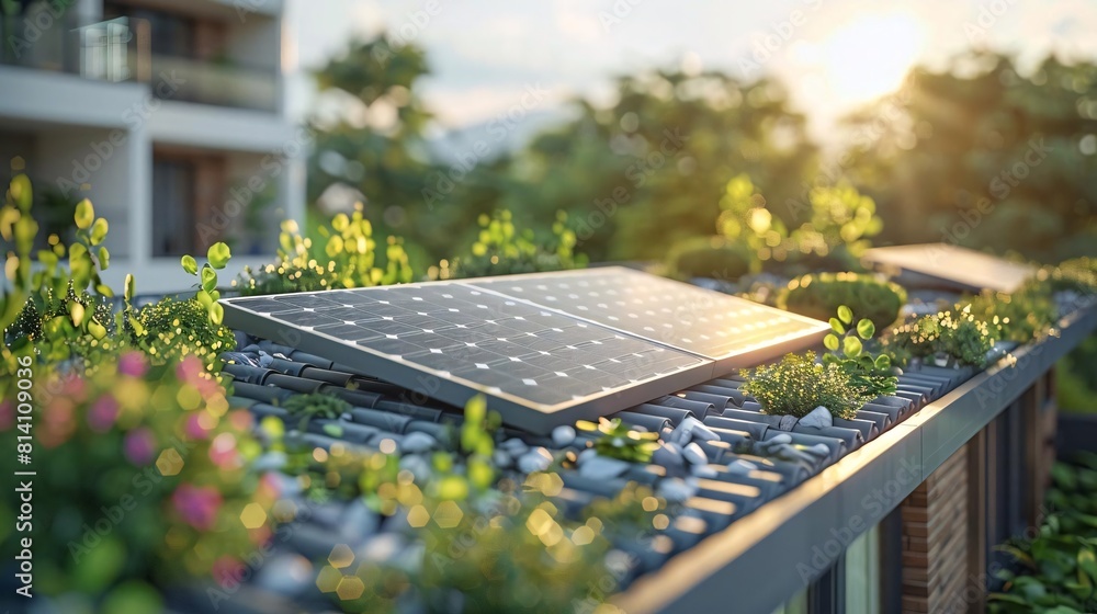 Fototapeta premium Harnessing the Sun: Realistic of Solar Panels Showcasing Sustainable Energy Practices and Eco-Friendly Initiatives