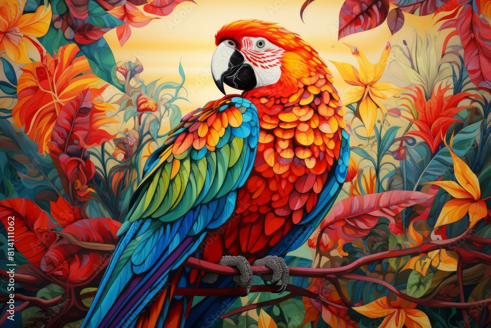 Obraz premium Exotic Tropical bird colorful. Animal wildlife. Generate Ai