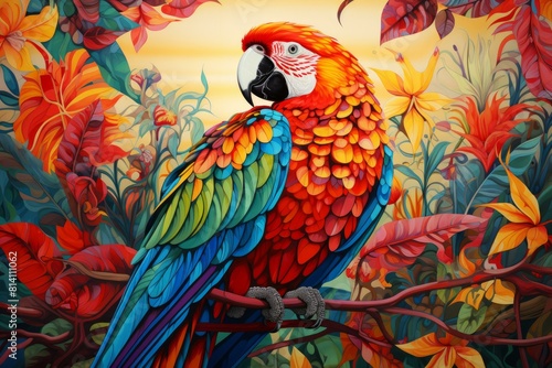 Exotic Tropical bird colorful. Animal wildlife. Generate Ai