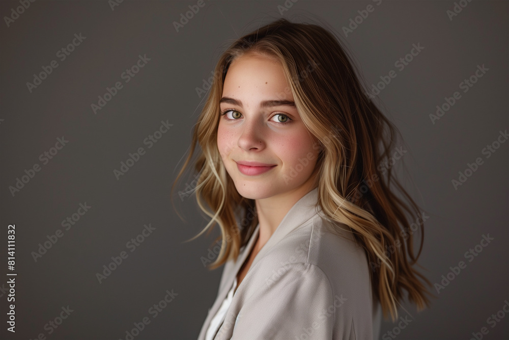 Young professional woman with a confident smile. Generative AI image Young professional woman with a confident smile. Generative AI image