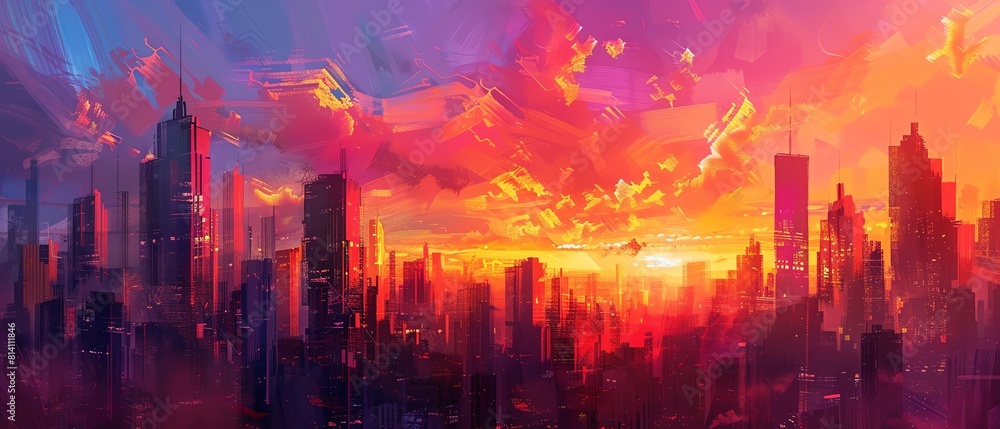 Fototapeta premium A beautiful sunset over a city