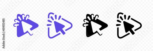 Cursor clicks on play button vector design