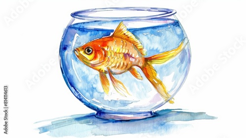 Golden Fish in a Watercolor Fishbowl Generative AI
