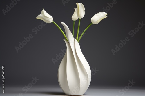 Elegant Tulip modern vase. House decor. Generate Ai