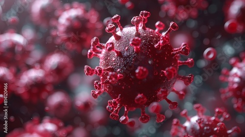 Virus in Red Artery Concept - Microbiology And Virology - 3D rendering photo