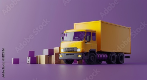 Yellow Truck With Box on Back