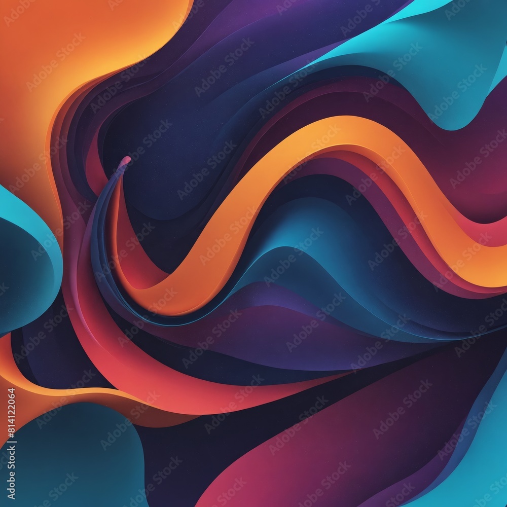 Orange swirl on blue background creates a vibrant art pattern