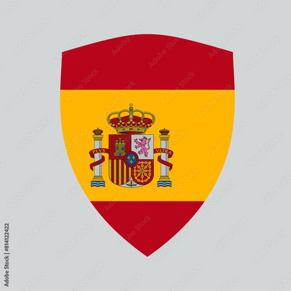 Spain Flag in Shield Shape Frame Spain Flag in Shield Shape Frame
