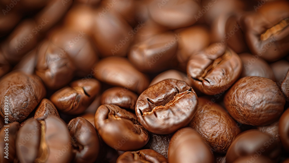 Coffee beans close up. Macro shot of aromatic roasted coffee beans captured in high detail, ideal for backgrounds or texture elements. AI generative.. Coffee beans close up. Macro shot of aromatic roasted coffee beans captured in high detail, ideal for backgrounds or texture elements. AI generative..