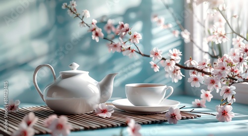 Tea Set With Cup and Saucer on Table