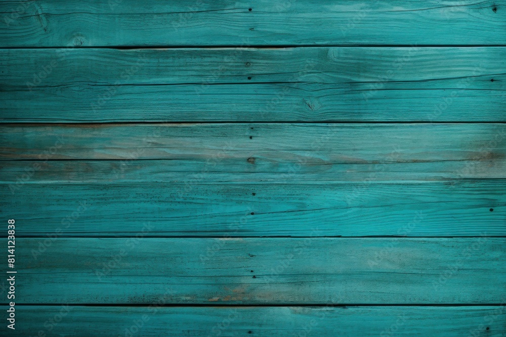 Obraz premium Weathered Turquoise planks. Wooden board timber. Generate Ai