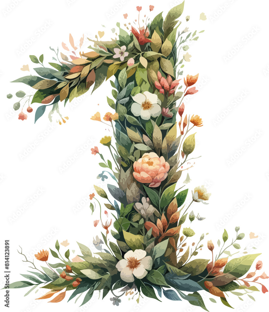Obraz premium number one frame made of leaves isolated