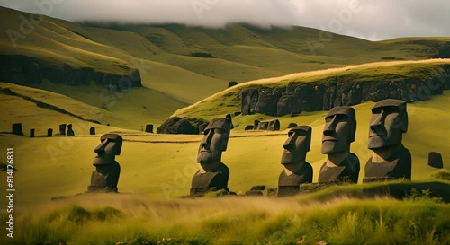Moais on Easter Island. photo