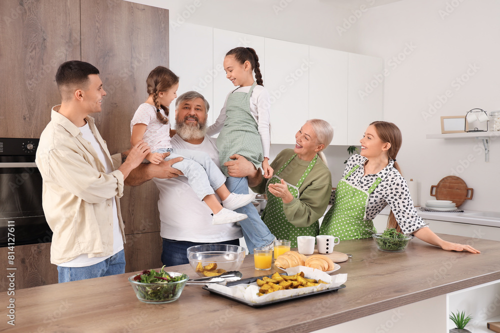 Portrait of big happy family in kitchen Portrait of big happy family in kitchen