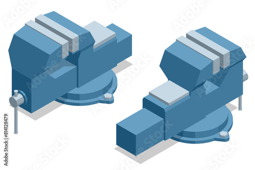 Isometric machine vice. Milling machine vice with 360 swivel base. Cast iron rotary QHK machine vice, useful while working with grinding, milling, drilling and planing machines